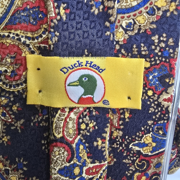 Duck Head Blue Gold Red Florish Paisley Tie 100% Imported Silk - Picture 4 of 6